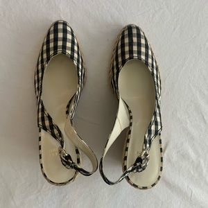 Stuart Weitzman Checkered Black/Off-White Gingham Espadrilles Sz 10.5!